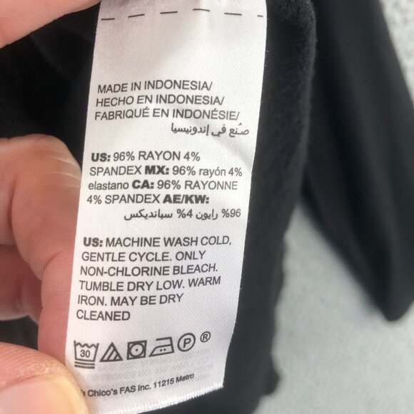 Chicos Top Womens 0 US 4/6 Black Zynergy Wide Cowl Neck Tunic High Low Stretch - Picture 6 of 9